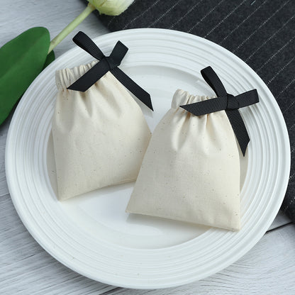 Cotton Jewelry Packaging Bags With Drawstring, Love Charms Design, Available In Black For Elegant Storage