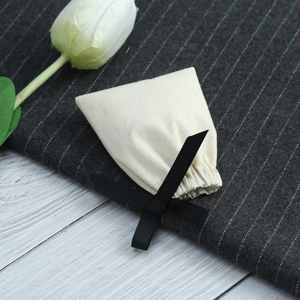 Cotton Jewelry Packaging Bags With Drawstring, Love Charms Design, Available In Black For Elegant Storage