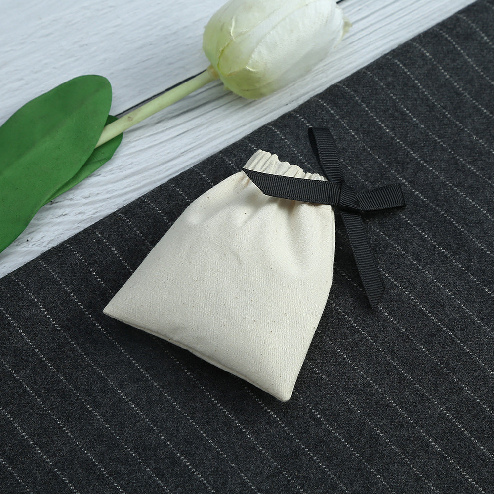 Cotton Jewelry Packaging Bags With Drawstring, Love Charms Design, Available In Black For Elegant Storage