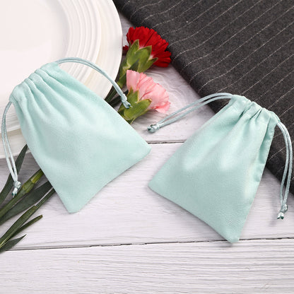 Flannel Jewelry Packaging Bags In Light Green, Perfect For Love Charms