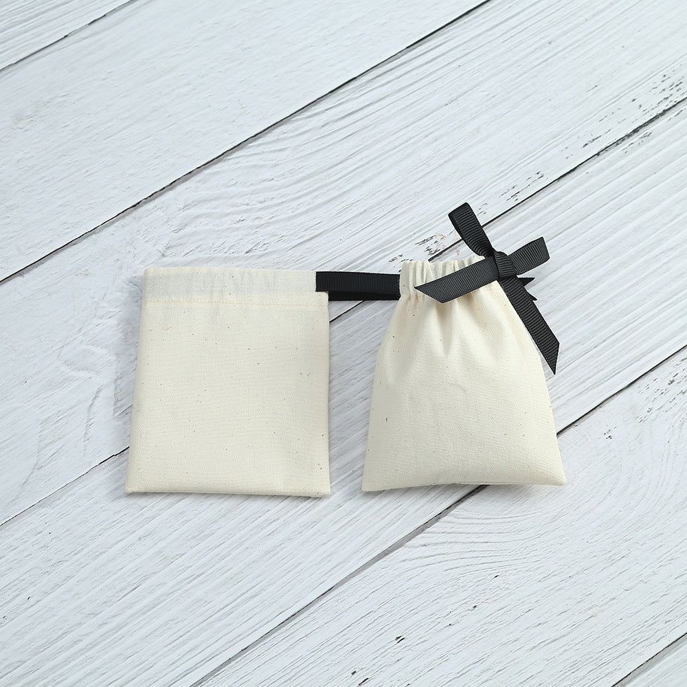 Cotton Jewelry Packaging Bags With Drawstring, Love Charms Design, Available In Black For Elegant Storage