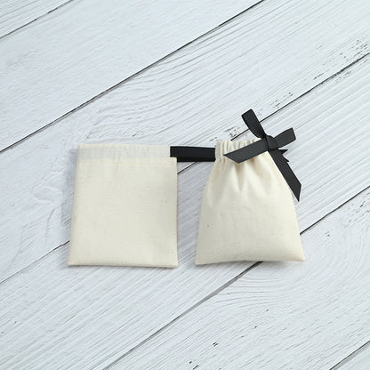 Cotton Jewelry Packaging Bags With Drawstring, Love Charms Design, Available In Black For Elegant Storage
