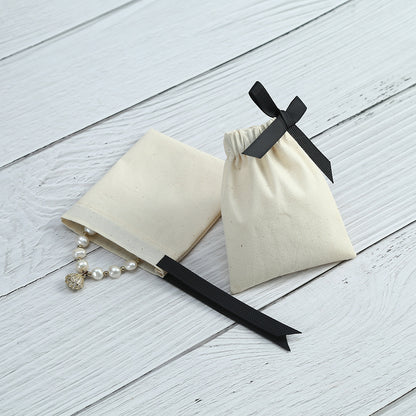 Cotton Jewelry Packaging Bags With Drawstring, Love Charms Design, Available In Black For Elegant Storage