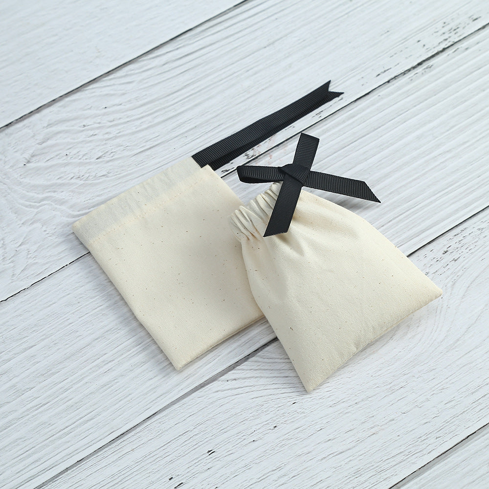 Cotton Jewelry Packaging Bags With Drawstring, Love Charms Design, Available In Black For Elegant Storage