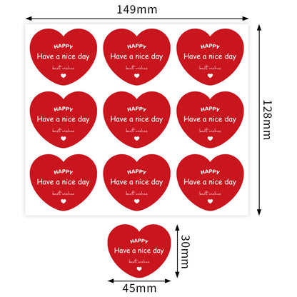 Heart Shape Paper Love Charms Card Stickers Featuring Romantic Designs
