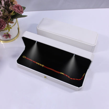 1 Piece White PU Leather Ring Box For Jewelry Packaging Featuring Love Charms Design
