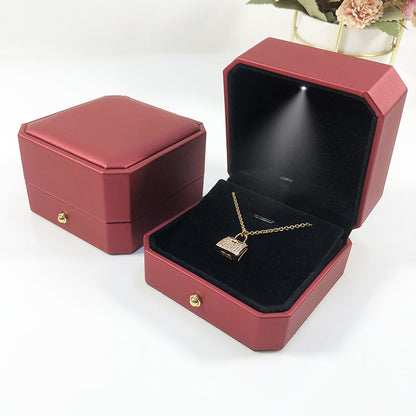 1 Piece White PU Leather Ring Box For Jewelry Packaging Featuring Love Charms Design