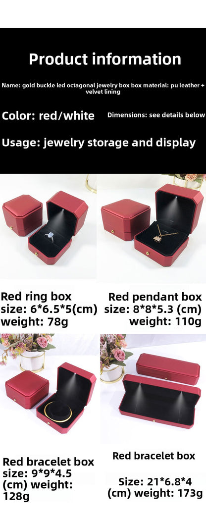 1 Piece White PU Leather Ring Box For Jewelry Packaging Featuring Love Charms Design