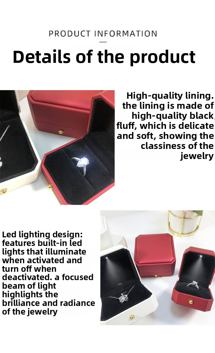 1 Piece White PU Leather Ring Box For Jewelry Packaging Featuring Love Charms Design
