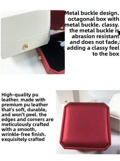1 Piece White PU Leather Ring Box For Jewelry Packaging Featuring Love Charms Design