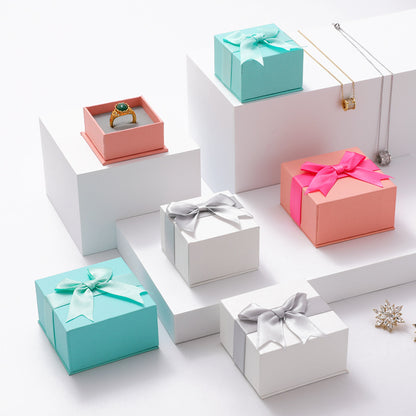 Bow Tie Jewelry Box In White Paper Featuring Love Charms Design, 1 Piece