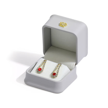 Crown Jewelry Box In Grey PU Leather, 1 Piece, Featuring Love Charms Design