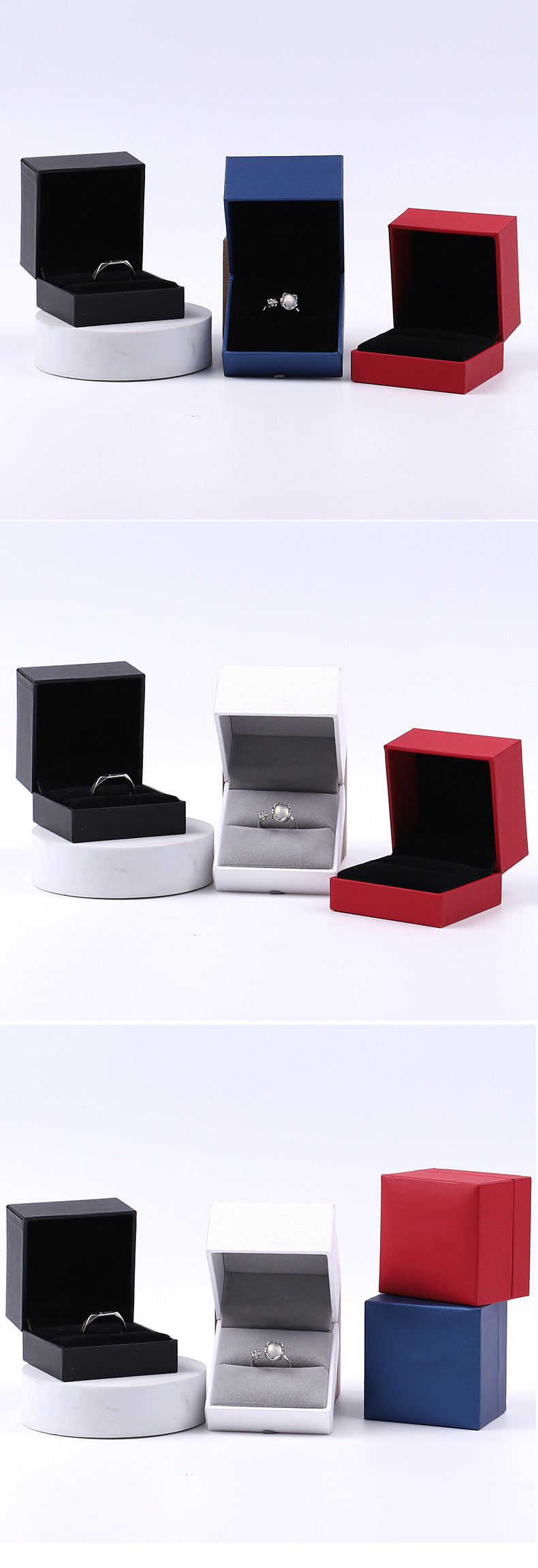 White Paper Ring Box For Jewelry Packaging, 1 Piece, Featuring Love Charms Design