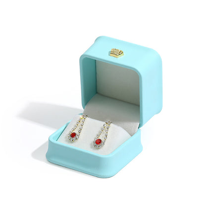 Crown Jewelry Box In Grey PU Leather, 1 Piece, Featuring Love Charms Design