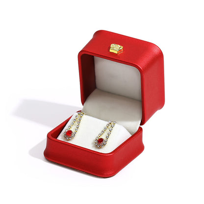 Crown Jewelry Box In Grey PU Leather, 1 Piece, Featuring Love Charms Design