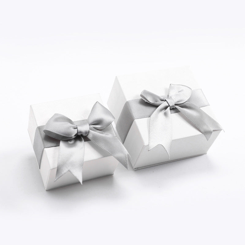 Bow Tie Jewelry Box In White Paper Featuring Love Charms Design, 1 Piece