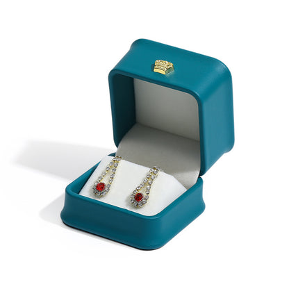 Crown Jewelry Box In Grey PU Leather, 1 Piece, Featuring Love Charms Design