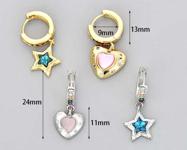 Heart Shape Copper Earrings For Women In Golden Color Featuring Elegant Heart Hoops Design