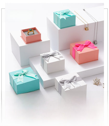 Bow Tie Jewelry Box In White Paper Featuring Love Charms Design, 1 Piece