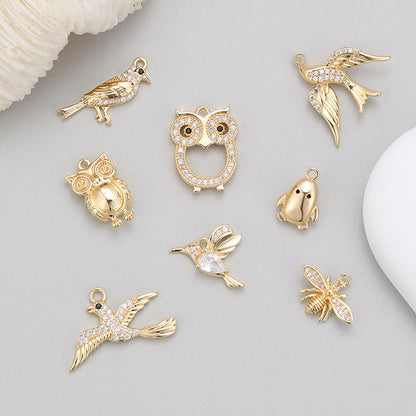 Copper Bird Pendant For Love Charms Featuring Zircon Inlay Material