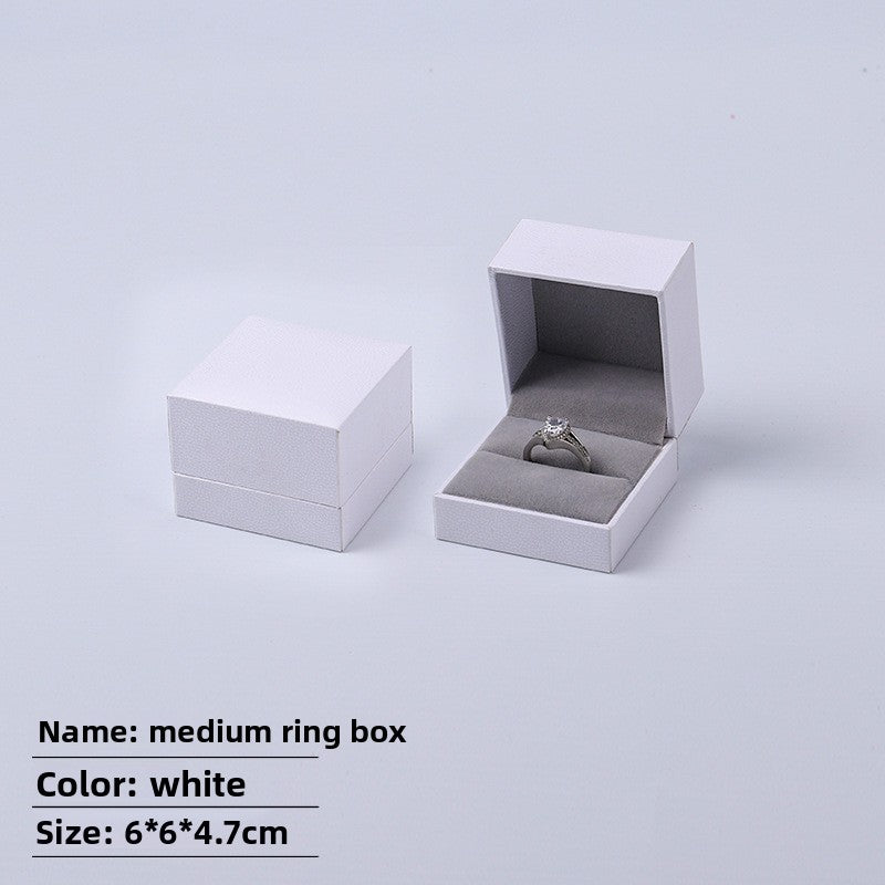 White Paper Ring Box For Jewelry Packaging, 1 Piece, Featuring Love Charms Design