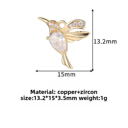 Copper Bird Pendant For Love Charms Featuring Zircon Inlay Material