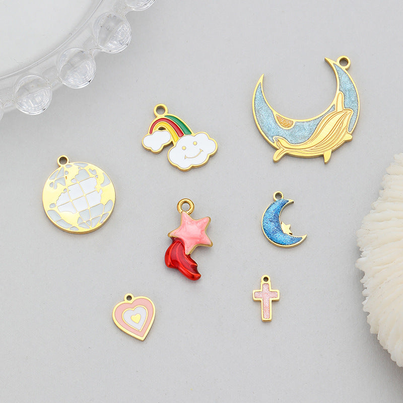 Moon Pendant For Love Charms Featuring Enamel Craft