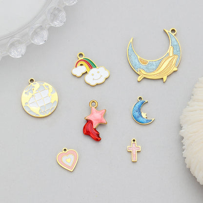 Moon Pendant For Love Charms Featuring Enamel Craft