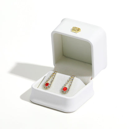 Crown Jewelry Box In Grey PU Leather, 1 Piece, Featuring Love Charms Design