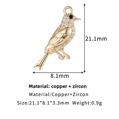 Copper Bird Pendant For Love Charms Featuring Zircon Inlay Material