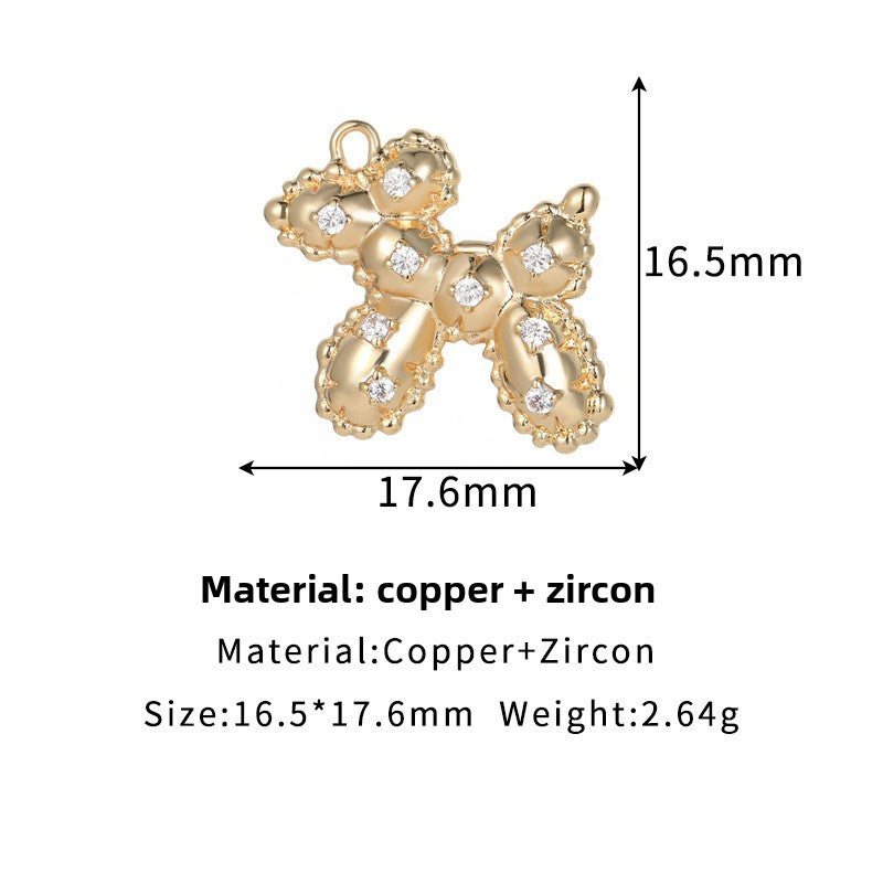 Cute Golden Copper Balloons Pendant For Love Charms Featuring Zircon Inlay Material