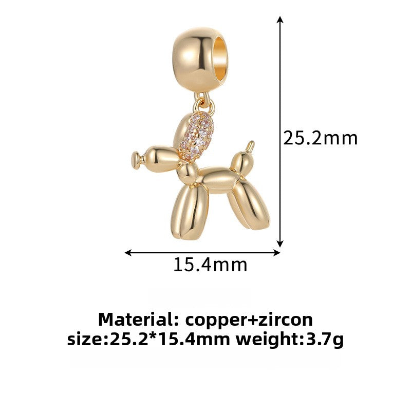 Cute Golden Copper Balloons Pendant For Love Charms Featuring Zircon Inlay Material