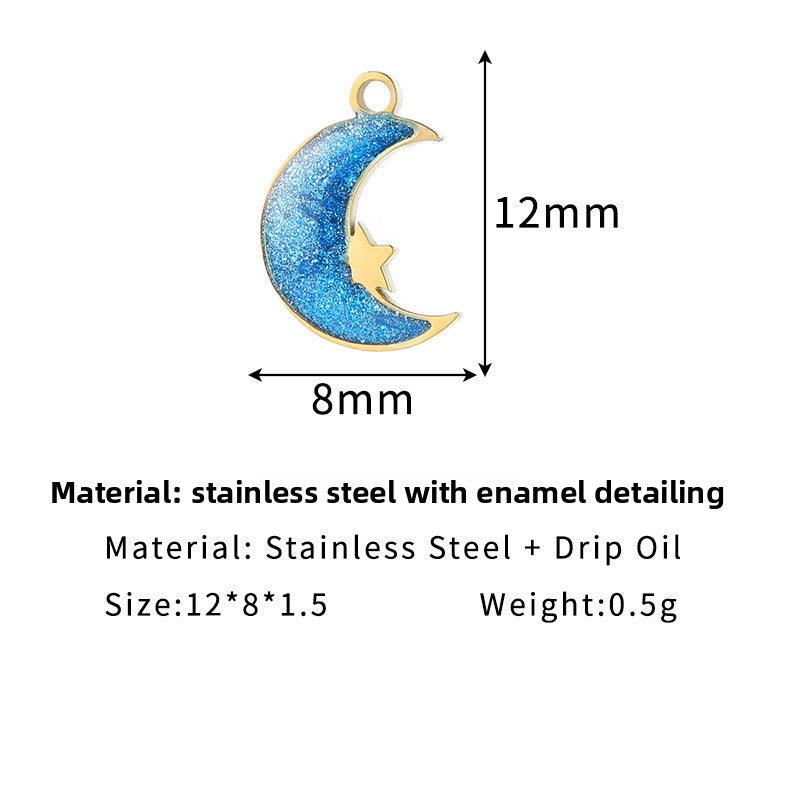 Moon Pendant For Love Charms Featuring Enamel Craft
