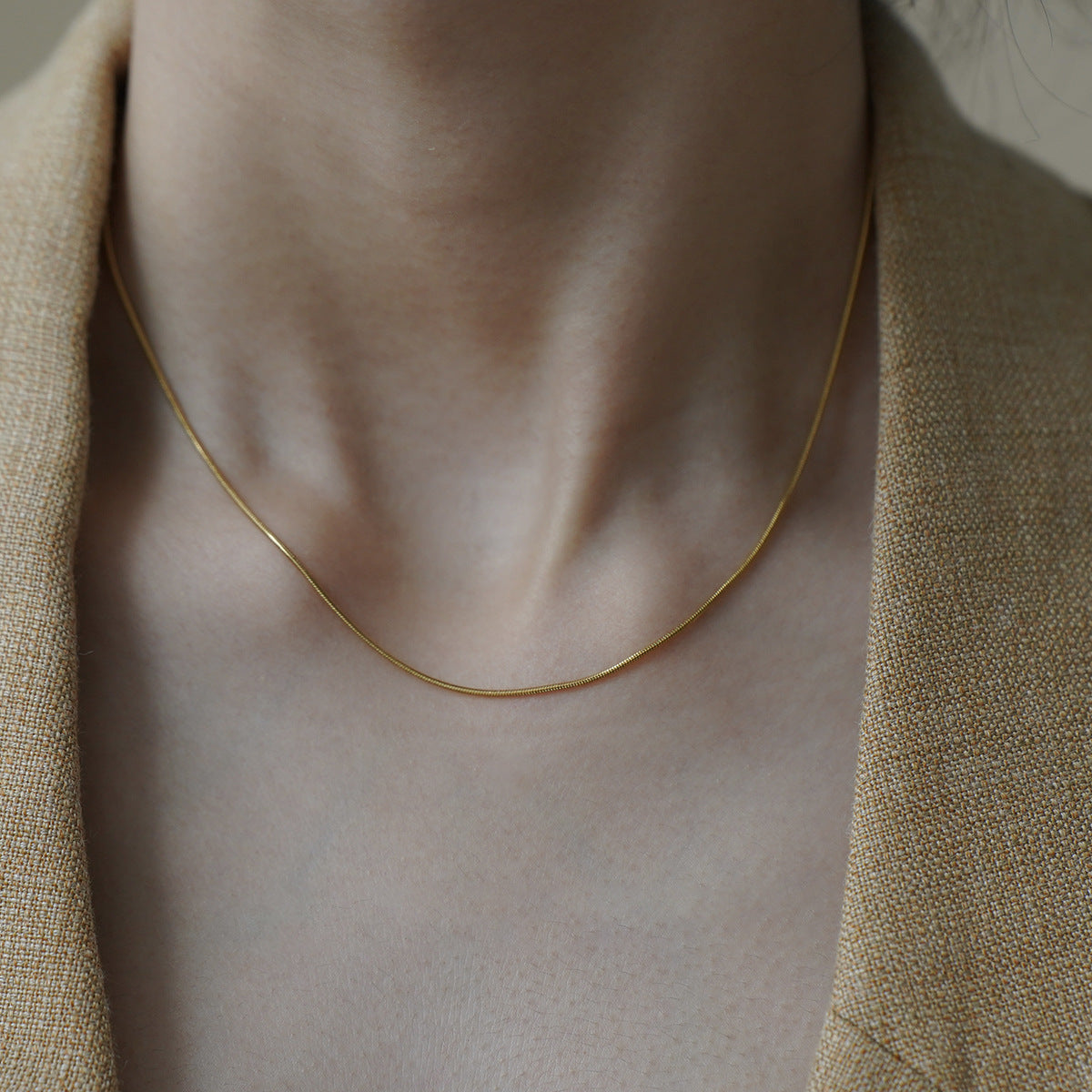 For Love Charms Titanium Steel Necklace With Golden Snake Chain