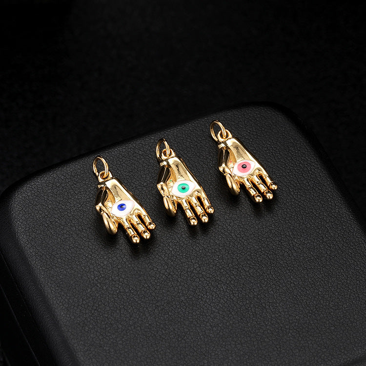 Copper Eye Jewelry Accessory With Enamel Craft In Green Featuring Hip-Hop Style Love Charms