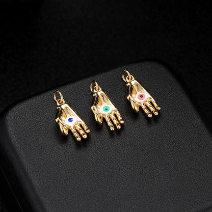 Copper Eye Jewelry Accessory With Enamel Craft In Green Featuring Hip-Hop Style Love Charms