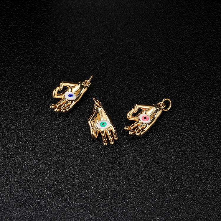 Copper Eye Jewelry Accessory With Enamel Craft In Green Featuring Hip-Hop Style Love Charms