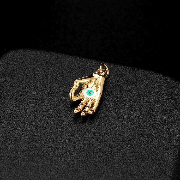 Copper Eye Jewelry Accessory With Enamel Craft In Green Featuring Hip-Hop Style Love Charms