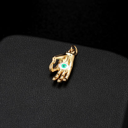 Copper Eye Jewelry Accessory With Enamel Craft In Green Featuring Hip-Hop Style Love Charms