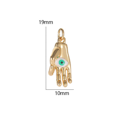 Copper Eye Jewelry Accessory With Enamel Craft In Green Featuring Hip-Hop Style Love Charms