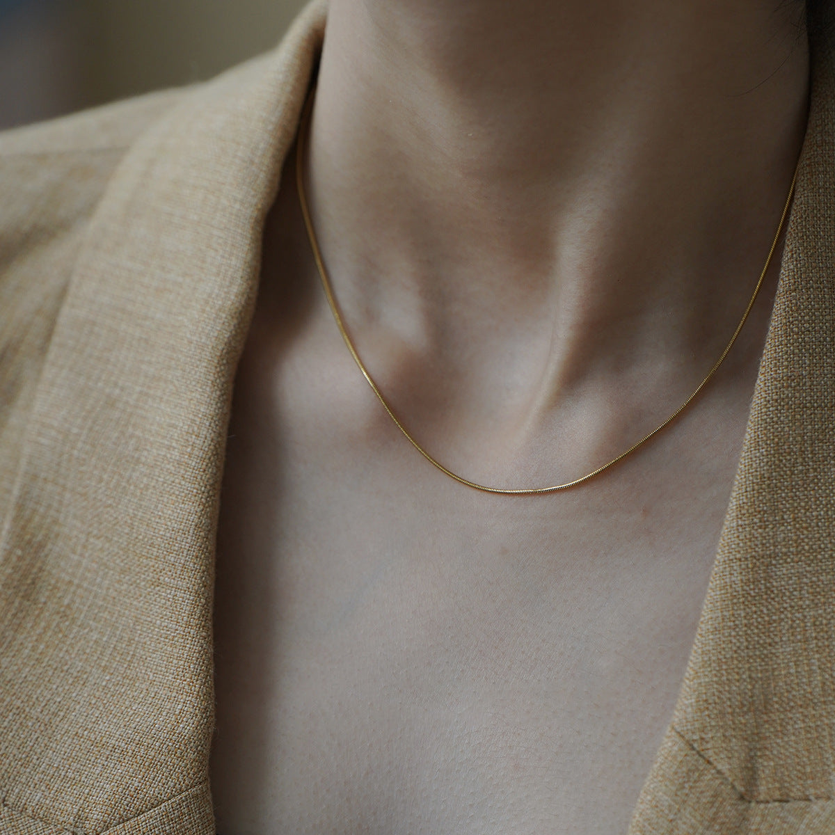 For Love Charms Titanium Steel Necklace With Golden Snake Chain