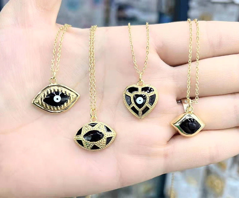 Copper Eye Jewelry Accessory With Enamel Craft In Green Featuring Hip-Hop Style Love Charms