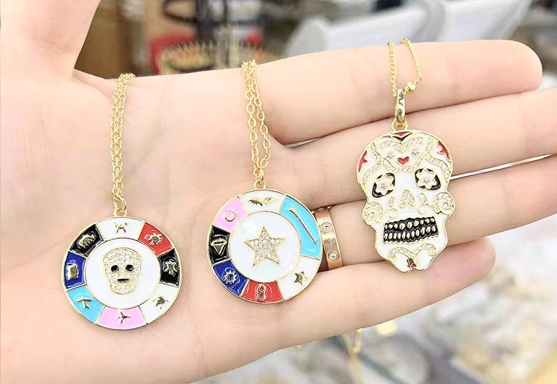 Copper Eye Jewelry Accessory With Enamel Craft In Green Featuring Hip-Hop Style Love Charms