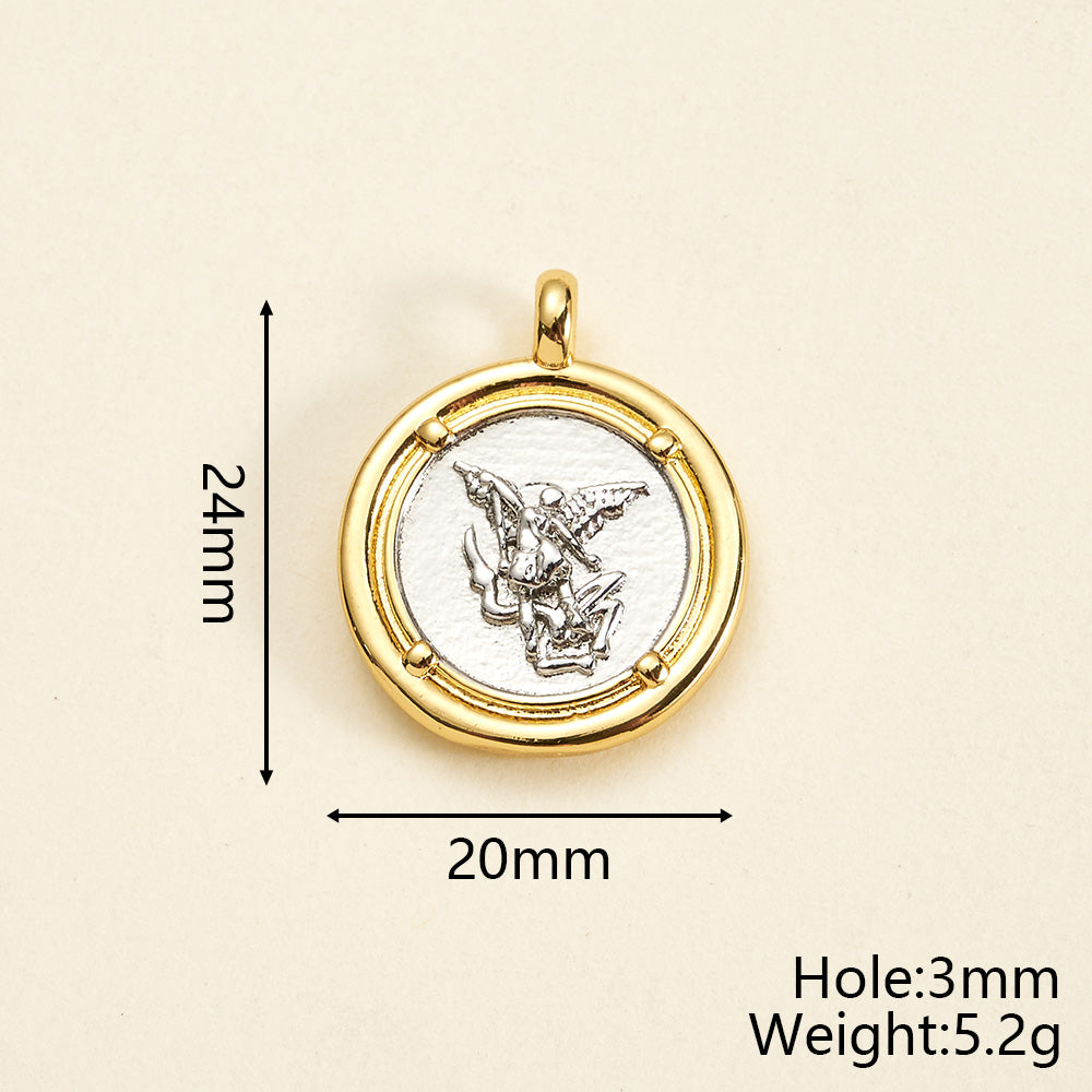 Round Copper Pendant With 18K Gold Plating, Electroplated Process, Thickness 0.05µm-0.08µm, 1 Pc/Package