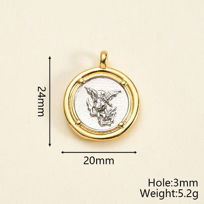 Round Copper Pendant With 18K Gold Plating, Electroplated Process, Thickness 0.05µm-0.08µm, 1 Pc/Package