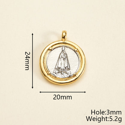 Round Copper Pendant With 18K Gold Plating, Electroplated Process, Thickness 0.05µm-0.08µm, 1 Pc/Package