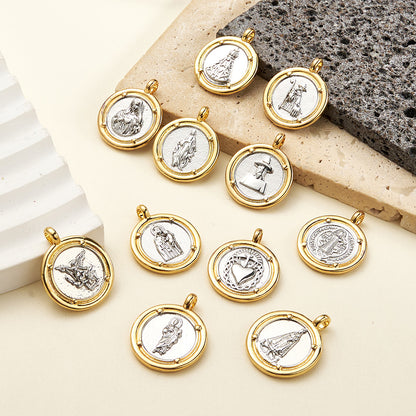 Round Copper Pendant With 18K Gold Plating, Electroplated Process, Thickness 0.05µm-0.08µm, 1 Pc/Package