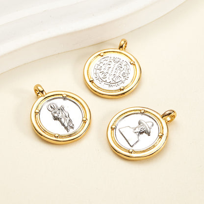 Round Copper Pendant With 18K Gold Plating, Electroplated Process, Thickness 0.05µm-0.08µm, 1 Pc/Package