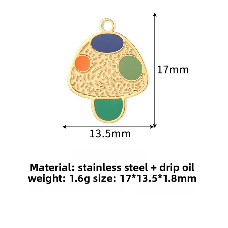 Mushroom Enamel Pendant In Steel Color For Love Charms