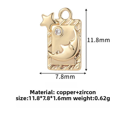 Sun Pendant For Love Charms Featuring Golden Copper With Zircon Inlay